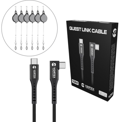 10 m USB-C-kabelsæt + kabelophængskroge | Quest 3 Quest 2