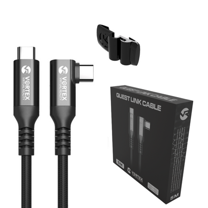 Oculus Link VortexVR-kabel 5m + Fastener | USB-C | til Quest 3 Quest 2 (eller Quest 1) | SteamVR | SideQuest