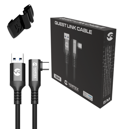 Oculus Link-kabel VortexVR 5m + Element til USB-A | USB-A | til Quest 3 Quest 2 (eller Quest 1) | SteamVR | SideQuest